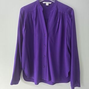 Diane Von Furstenberg Silk Purple Blouse, S6